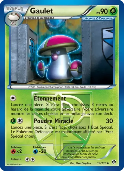 Carte Pokémon Gaulet 013/135, extension Tempète Plasma