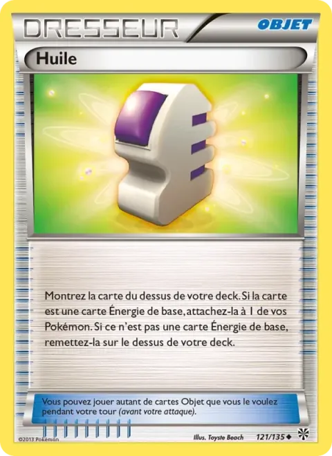 Carte Pokémon Huile 121/135, extension Tempête Plasma
