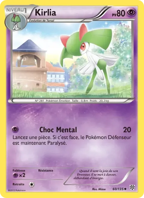 Carte Pokémon Kirlia 060/135, extension Tempète Plasma