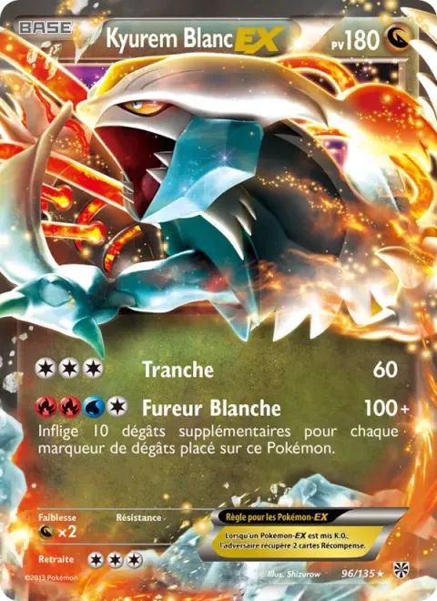 Carte Pokémon Kyurem Blanc EX 096/135, extension Tempète Plasma