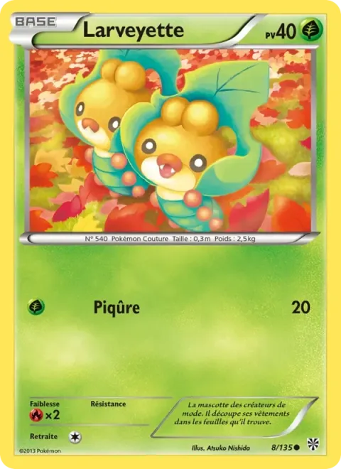 Carte Pokémon Larveyette 008/135, extension Tempète Plasma