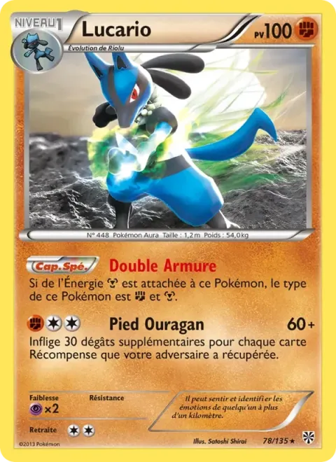Carte Pokémon Lucario 078/135, extension Tempète Plasma