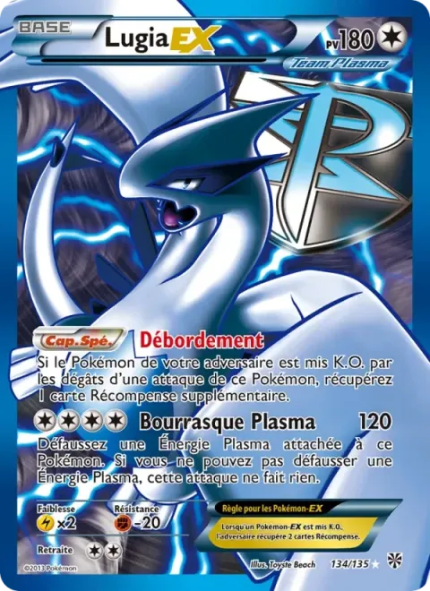 Carte Pokémon Lugia-EX 134/135, extension Tempète Plasma