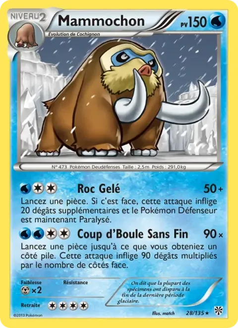 Carte Pokémon Mammochon 028/135, extension Tempète Plasma