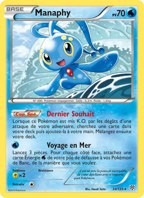 Carte Pokémon Manaphy 034/135, extension Tempète Plasma