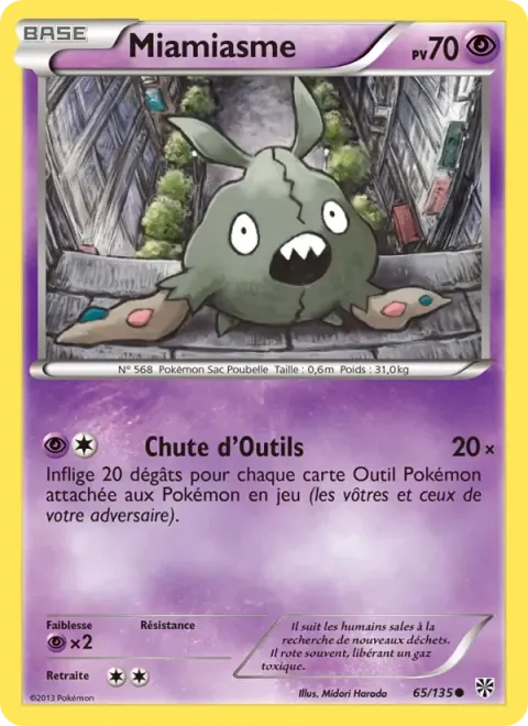 Carte Pokémon Miamiasme 065/135, extension Tempète Plasma