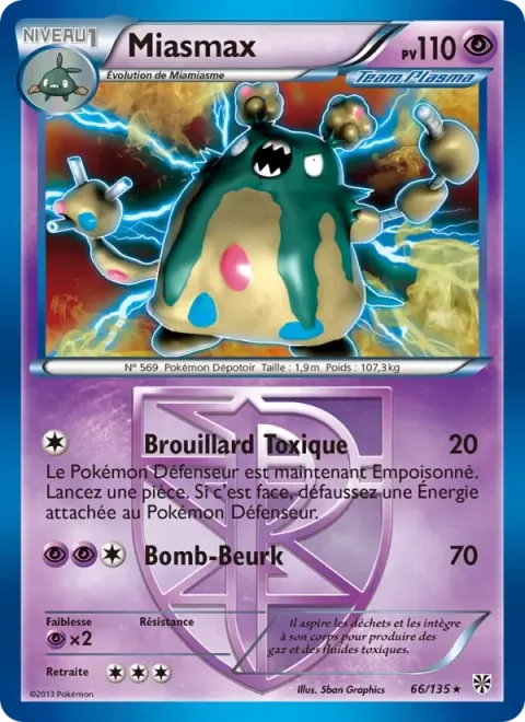 Carte Pokémon Miasmax 066/135, extension Tempète Plasma