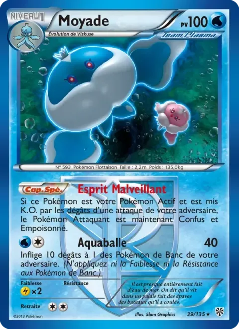 Carte Pokémon Moyade 039/135, extension Tempète Plasma