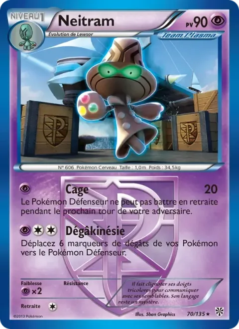 Carte Pokémon Neitram 070/135, extension Tempète Plasma