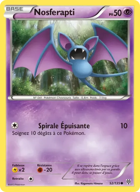 Carte Pokémon Nosferapti 052/135, extension Tempète Plasma
