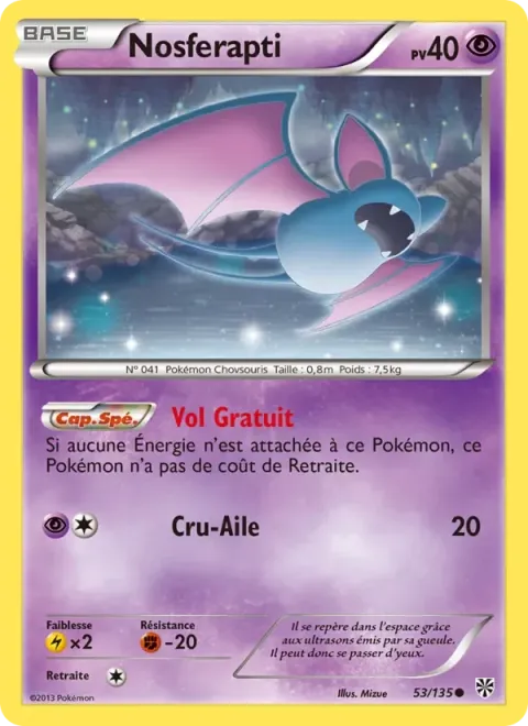 Carte Pokémon Nosferapti 053/135, extension Tempète Plasma