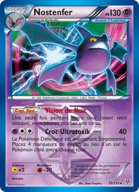 Carte Pokémon Nostenfer 055/135, extension Tempète Plasma