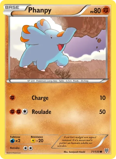 Carte Pokémon Phanpy 071/135, extension Tempète Plasma