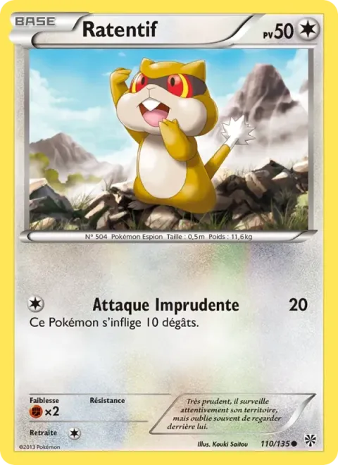 Carte Pokémon Ratentif 110/135, extension Tempète Plasma