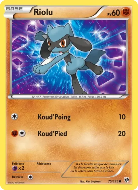 Carte Pokémon Riolu 075/135, extension Tempète Plasma