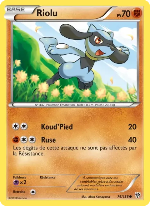Carte Pokémon Riolu 076/135, extension Tempète Plasma