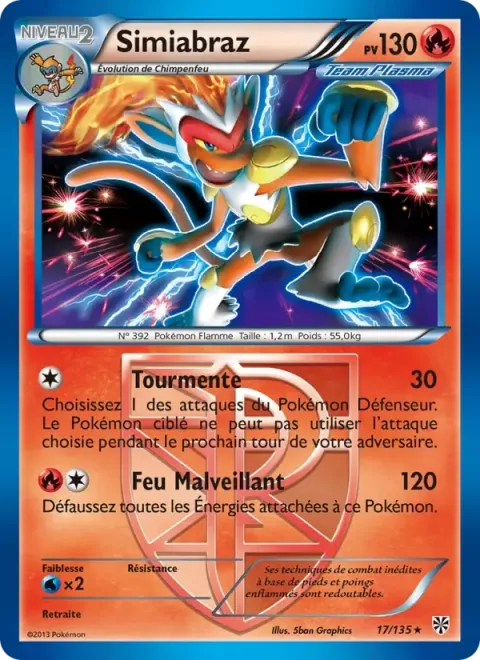 Carte Pokémon Simiabraz 017/135, extension Tempète Plasma