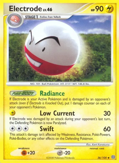 Carte Pokémon Électrode 036/100, extension Tempête