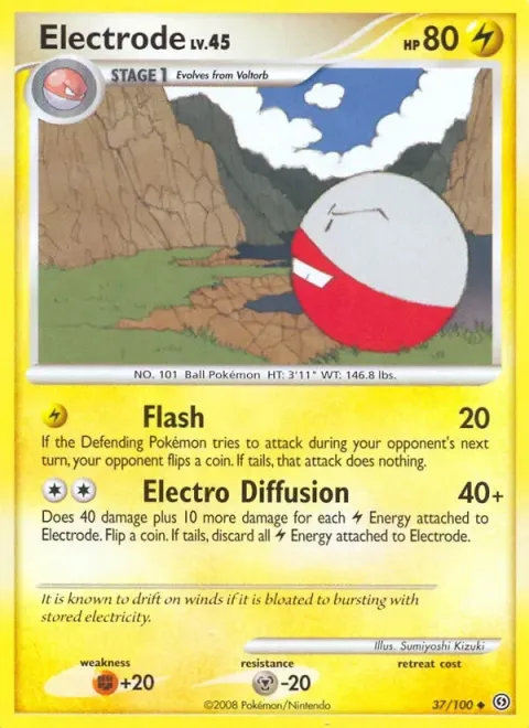 Carte Pokémon Électrode 037/100, extension Tempête