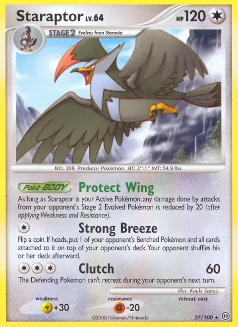 Carte Pokémon Étouraptor 027/100, extension Tempête