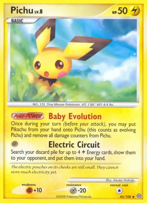 Carte Pokémon Pichu 045/100, extension Tempête