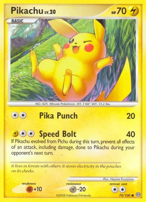 Carte Pokémon Pikachu 070/100, extension Tempête