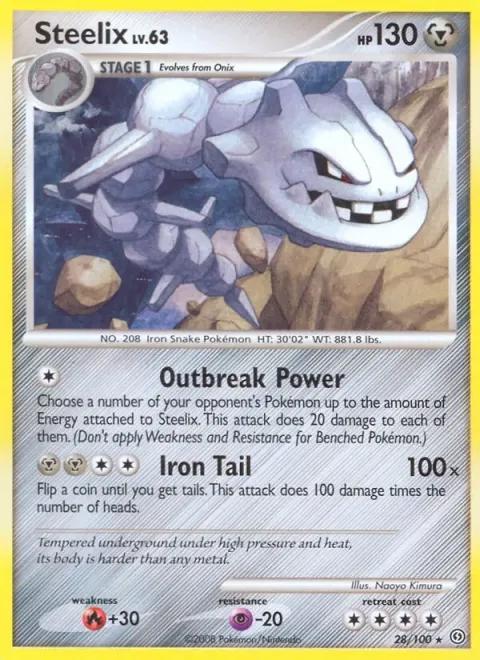 Carte Pokémon Steelix 028/100, extension Tempête