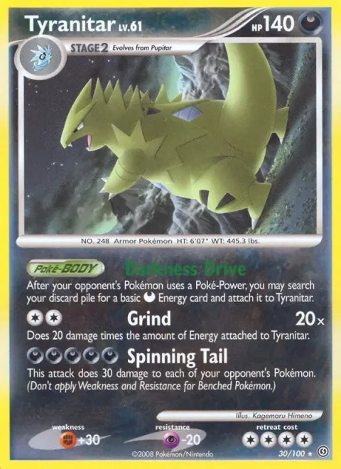 Carte Pokémon Tyranocif 030/100, extension Tempête
