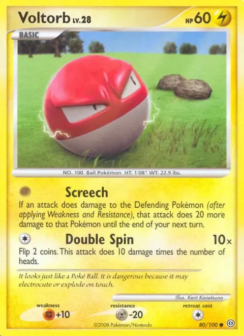 Carte Pokémon Voltorbe 080/100, extension Tempête