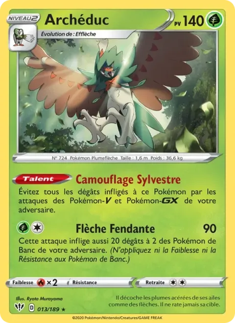 Carte Pokémon Archéduc 013/189, extension Ténèbres Embrasées