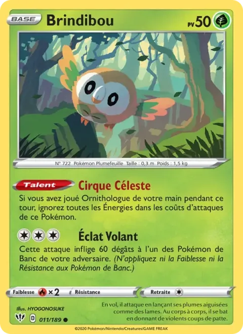 Carte Pokémon Brindibou 011/189, extension Ténèbres Embrasées