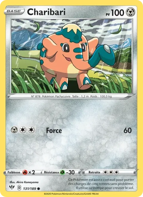 Carte Pokémon Charibari 131/189, extension Ténèbres Embrasées