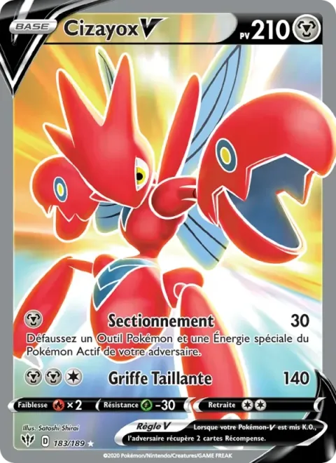 Carte Pokémon Cizayox V 183/189, extension Ténèbres Embrasées