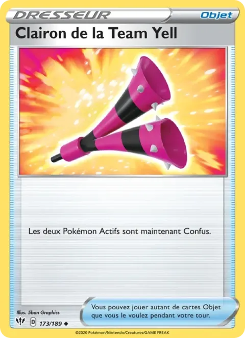 Carte Pokémon Clairon de la Team Yell 173/189, extension Ténèbres Embrasées