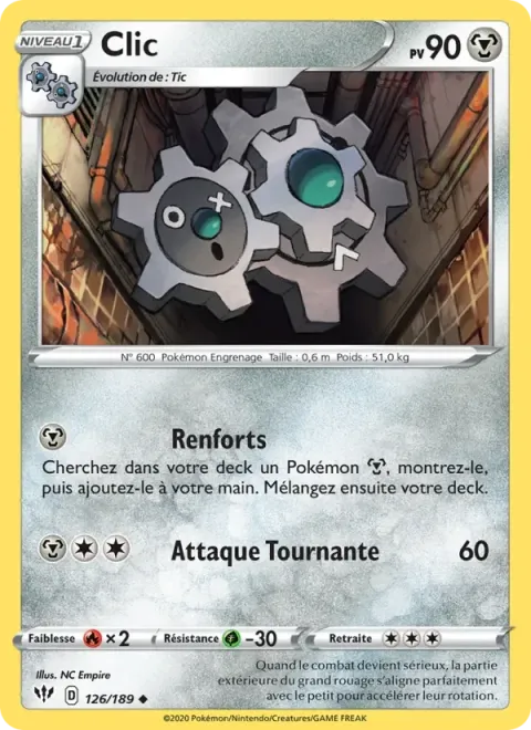 Carte Pokémon Clic 126/189, extension Ténèbres Embrasées