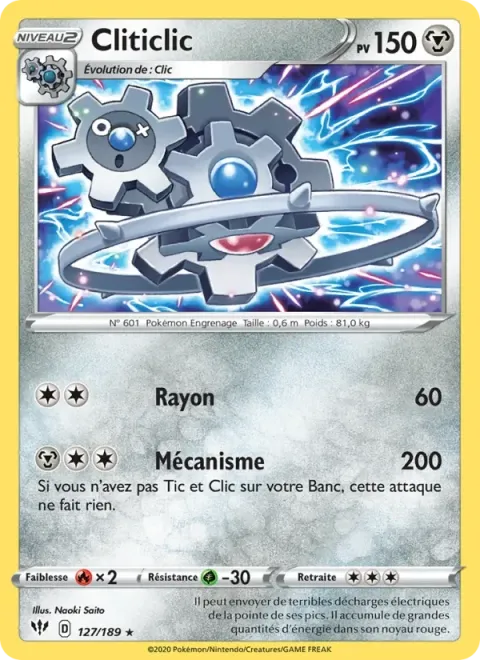 Carte Pokémon Cliticlic 127/189, extension Ténèbres Embrasées