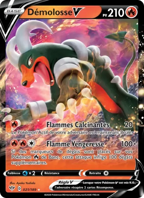 Carte Pokémon Démolosse V 021/189, extension Ténèbres Embrasées