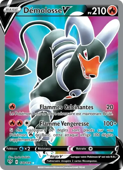Carte Pokémon Démolosse V 178/189, extension Ténèbres Embrasées
