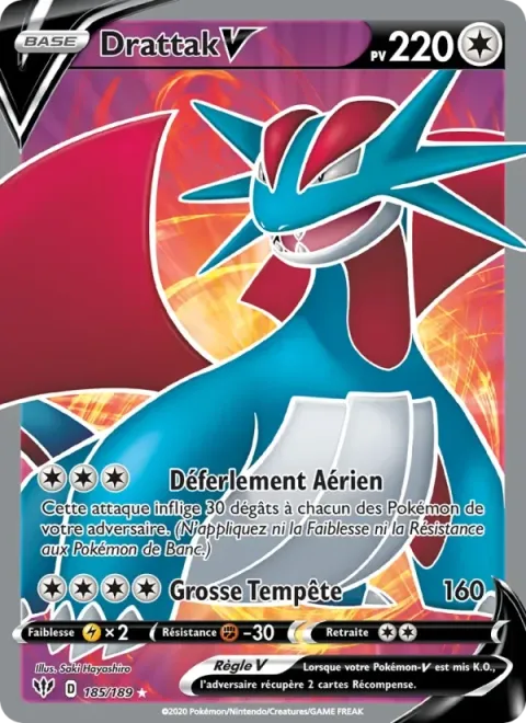 Carte Pokémon Drattak V 185/189, extension Ténèbres Embrasées