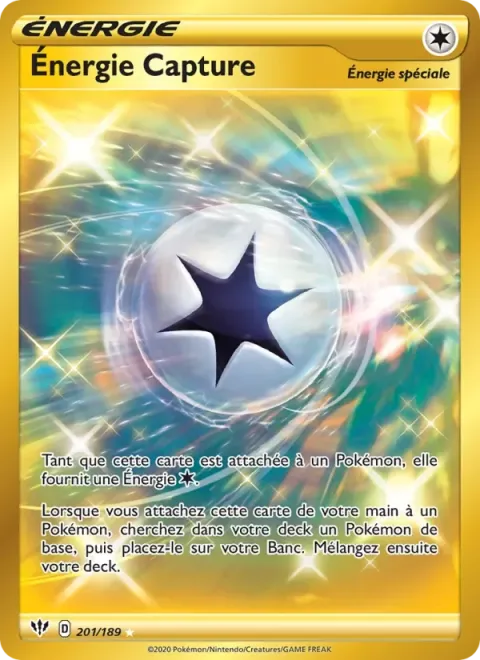 Carte Pokémon Énergie Capture 201/189, extension Ténèbres Embrasées