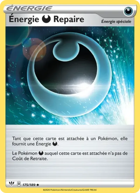 Carte Pokémon Énergie Obscurité Repaire 175/189, extension Ténèbres Embrasées