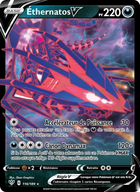 Carte Pokémon Éthernatos V 116/189, extension Ténèbres Embrasées