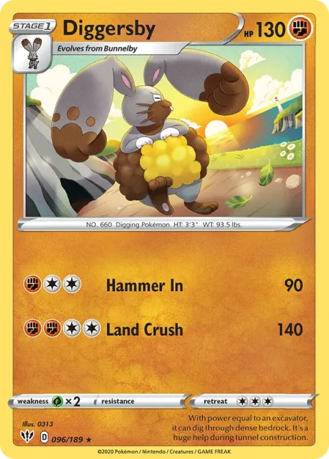 Carte Pokémon Excavarenne 096/189, extension Ténèbres Embrasées