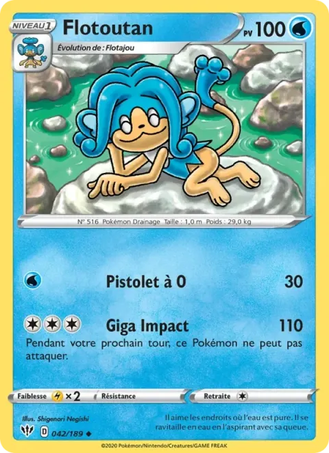 Carte Pokémon Flotoutan 042/189, extension Ténèbres Embrasées
