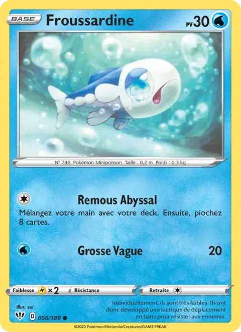Carte Pokémon Froussardine 050/189, extension Ténèbres Embrasées