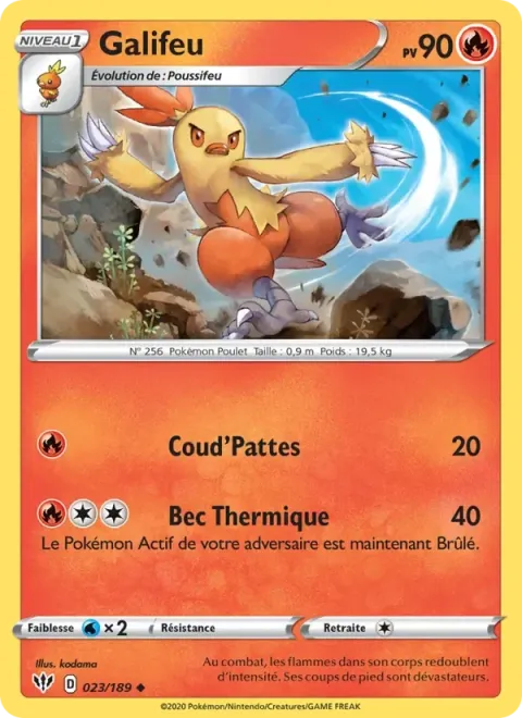Carte Pokémon Galifeu 023/189, extension Ténèbres Embrasées