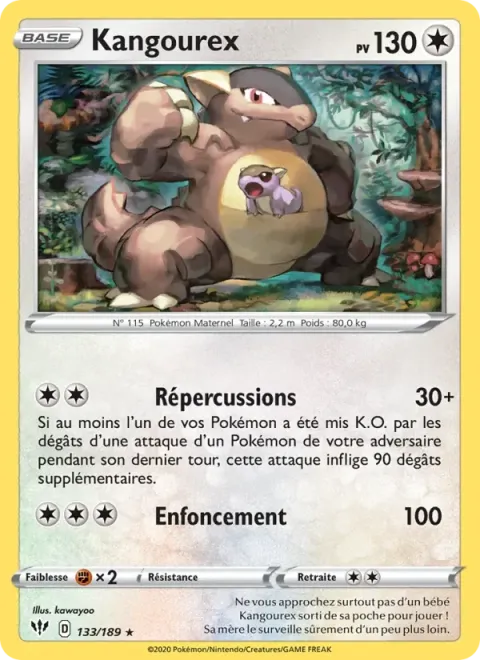 Carte Pokémon Kangourex 133/189, extension Ténèbres Embrasées