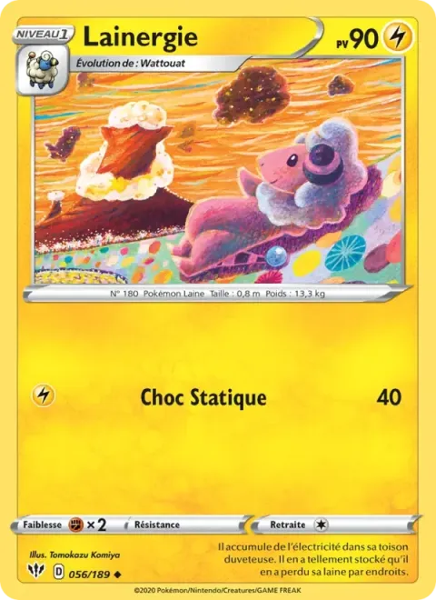 Carte Pokémon Lainergie 056/189, extension Ténèbres Embrasées