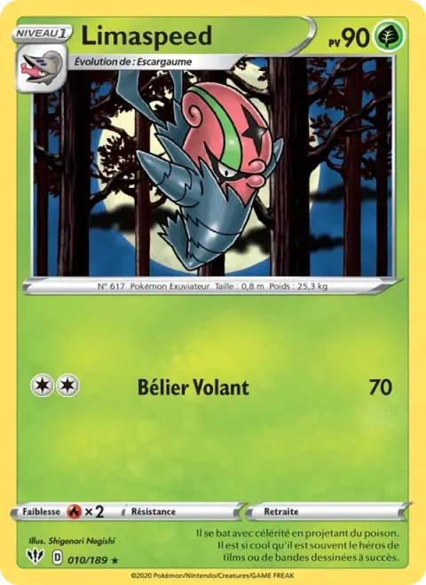 Carte Pokémon Limaspeed 010/189, extension Ténèbres Embrasées