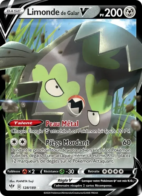 Carte Pokémon Limonde de Galar V 128/189, extension Ténèbres Embrasées